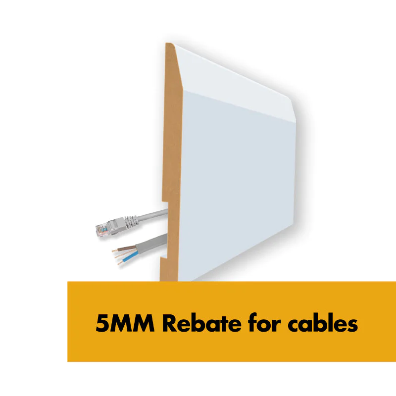 MDF Skirting Board Chamfered Edge - 4" / 6" x 14mm x 3m - Pre-Primed White MDF Skirting Board Chamfer 100mm / 140mm MDF Skirting Board Chamfered Edge - 4" / 6" x 14mm x 3m - Pre-Primed White MDF Skirting Board Chamfer 100mm / 140mm