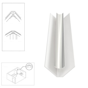 PVC Internal Corner Trim for Shower Aqua Wall Panel Cladding 5mm/10mm - Multipanel Aquabord Corner Trim White Chrome Silver