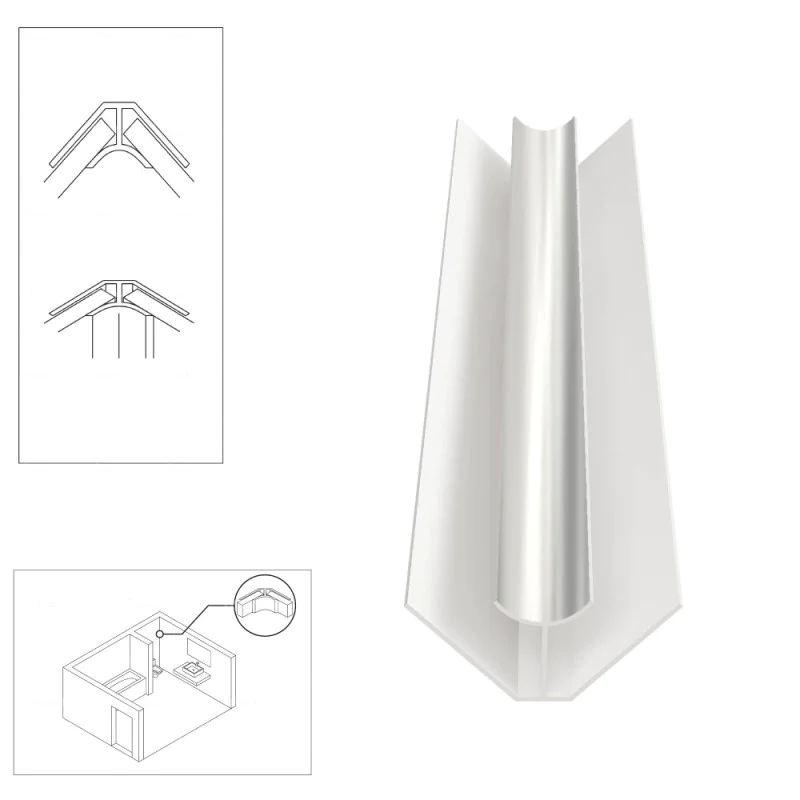 PVC Internal Corner Trim for Shower Aqua Wall Panel Cladding 5mm/10mm - Multipanel Aquabord Corner Trim White Chrome Silver PVC Internal Corner Trim for Shower Aqua Wall Panel Cladding 5mm/10mm - Multipanel Aquabord Corner Trim White Chrome Silver