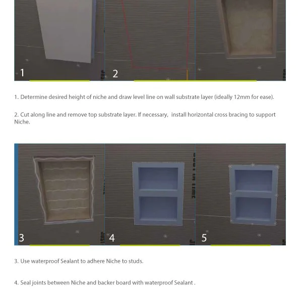 Tile Backer Board Shower Niche - Wet Room Recessed Wall Niche for Soap, Shower Tiled Walls - 300mm x 300mm / 510mm - 89mm Deep