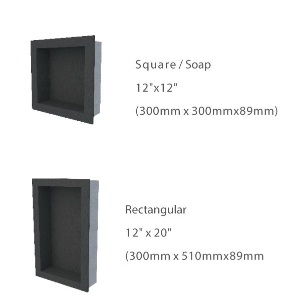 Tile Backer Board Shower Niche - Wet Room Recessed Wall Niche for Soap, Shower Tiled Walls - 300mm x 300mm / 510mm - 89mm Deep