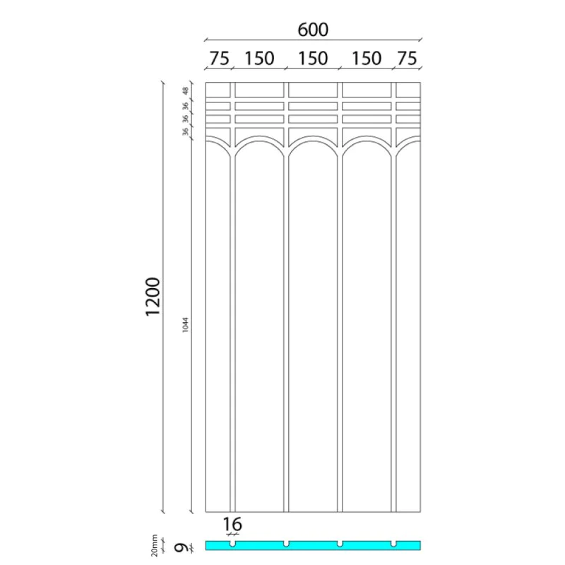 20mm UFH Underfloor Heating Overlay Board c/w 16mm Channel at 150mm Centres  for 10mm/12mm/16mm Pipe - Wet UFH piped Underfloor Heating Systems (0.72sqm per board)