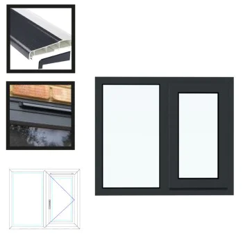 UPVC Window Anthracite Grey - Double 1190mm w x 1040mm h (RAL7016) Left or Right Opening 2P UPVC Window Anthracite Grey - Double 1190mm w x 1040mm h (RAL7016) Left or Right Opening 2P