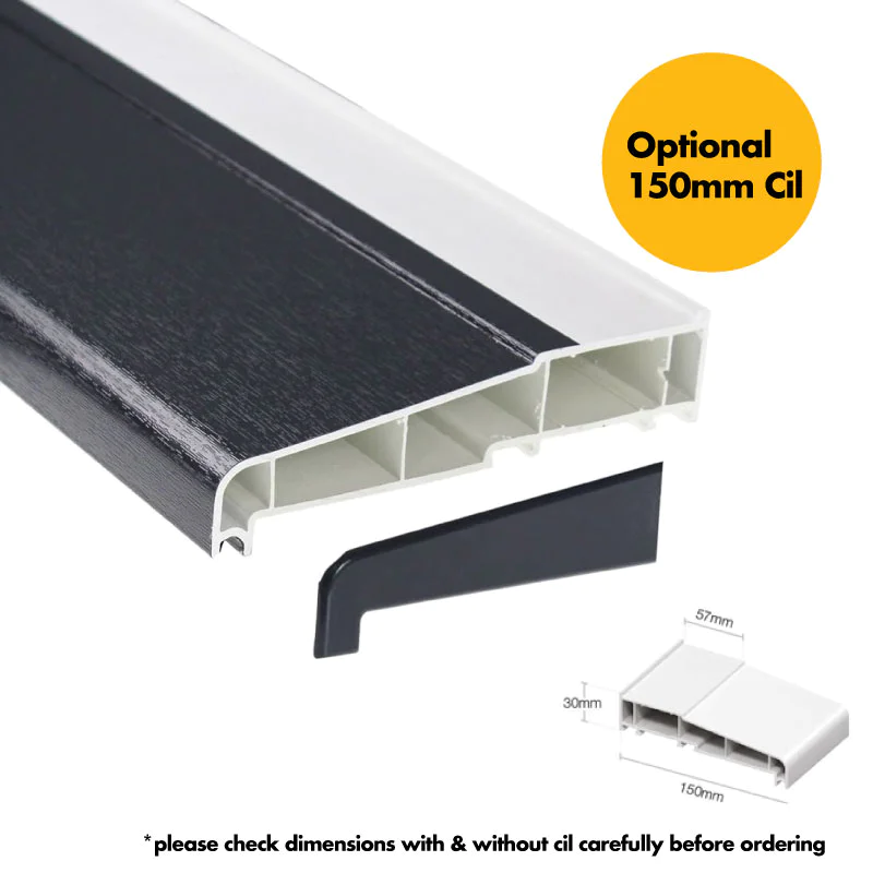 UPVC Window Anthracite Grey - Double 1190mm w x 1040mm h (RAL7016) Left or Right Opening 2P