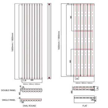 Vertical Radiator - Flat Anthracite Grey RAL7016 - Tall Tower Traditional Column Wall Mount Radiator - Single & Double Panel