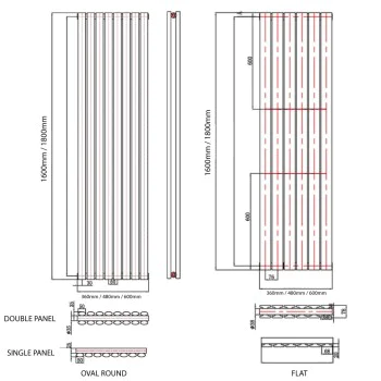Vertical Radiator - Flat Anthracite Grey RAL7016 - Tall Tower Traditional Column Wall Mount Radiator - Single & Double Panel