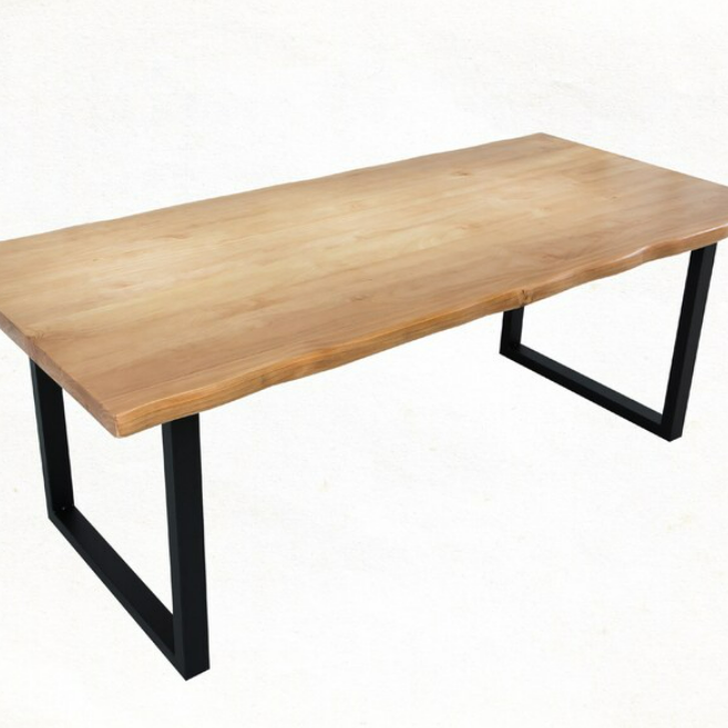 Rustic Industrial Solid Wood Dining Table / Desk / Work Table - Chunky Timber / Steel Legs (Square Legs) - 1.5m (150cm) / 1.8m (180cm) / 2m(200cm) c/w Black Square Box Legs x 2 4-8 Persons - WAVEY LIVE EDGE Rustic Industrial Solid Wood Dining Table / Desk / Work Table - Chunky Timber / Steel Legs (Square Legs) - 1.5m (150cm) / 1.8m (180cm) / 2m(200cm) c/w Black Square Box Legs x 2 4-8 Persons - WAVEY LIVE EDGE