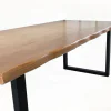 Rustic Industrial Solid Wood Dining Table / Desk / Work Table - Chunky Timber / Steel Legs (Square Legs) - 1.5m (150cm) / 1.8m (180cm) / 2m(200cm) c/w Black Square Box Legs x 2 4-8 Persons - WAVEY LIVE EDGE