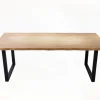 Rustic Industrial Solid Wood Dining Table / Desk / Work Table - Chunky Timber / Steel Legs (Square Legs) - 1.5m (150cm) / 1.8m (180cm) / 2m(200cm) c/w Black Square Box Legs x 2 4-8 Persons - WAVEY LIVE EDGE