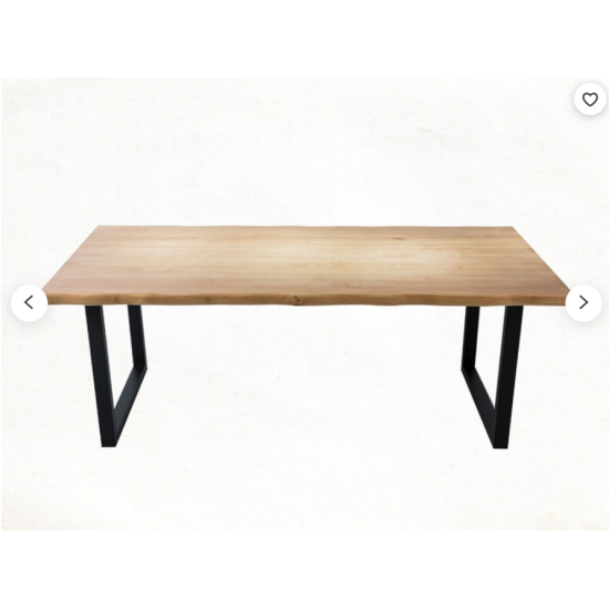 Rustic Industrial Solid Wood Dining Table / Desk / Work Table - Chunky Timber / Steel Legs (Square Legs) - 1.5m (150cm) / 1.8m (180cm) / 2m(200cm) c/w Black Square Box Legs x 2 4-8 Persons - WAVEY LIVE EDGE