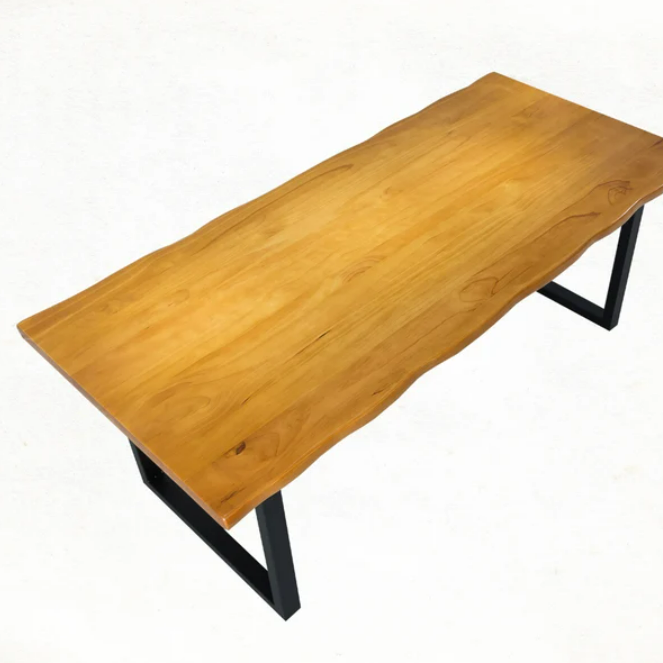 Rustic Industrial Solid Wood Dining Table / Desk / Work Table - Chunky Timber / Steel Legs (Square Legs) - 1.5m (150cm) / 1.8m (180cm) / 2m(200cm) c/w Black Square Box Legs x 2 4-8 Persons - WAVEY LIVE EDGE Rustic Industrial Solid Wood Dining Table / Desk / Work Table - Chunky Timber / Steel Legs (Square Legs) - 1.5m (150cm) / 1.8m (180cm) / 2m(200cm) c/w Black Square Box Legs x 2 4-8 Persons - WAVEY LIVE EDGE