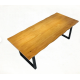 Rustic Industrial Solid Wood Dining Table / Desk / Work Table - Chunky Timber / Steel Legs (Square Legs) - 1.5m (150cm) / 1.8m (180cm) / 2m(200cm) c/w Black Square Box Legs x 2 4-8 Persons - WAVEY LIVE EDGE
