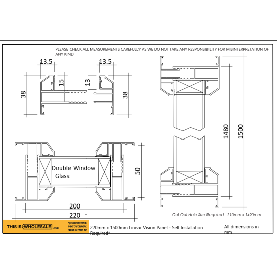 Vision Glass Window Panels for Steel Security Personnel Pedestrian Door  (Clear glass)