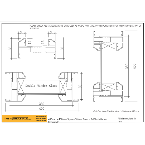 Vision Glass Window Panels for Steel Security Personnel Pedestrian Door  (Clear glass)