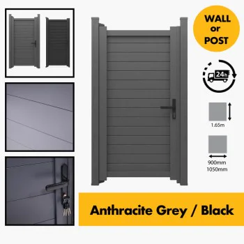**Custom Sized / Made to Order/Measure ** Aluminium Gate for Garden Anthracite  Aluminium Pedestrian Garden Side Gate c/w Lock, handle + 3 Keys