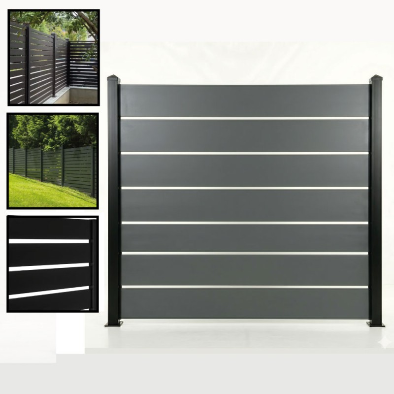 Aluminium Slatted Fencing Panels Black/Anthracite Grey Fence – 3ft, 4ft, 5ft, 6ft (900mm, 1200mm, 1500mm, 1800mm) Modern Garden Fencing UK c/w 50mm/100mm Fencing Slats (25mm Spacers/Gaps)