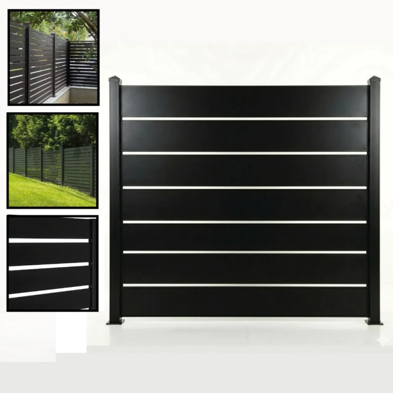 Aluminium Slatted Fencing Panels Black/Anthracite Grey Fence – 3ft, 4ft, 5ft, 6ft (900mm, 1200mm, 1500mm, 1800mm) Modern Garden Fencing UK c/w 50mm/100mm Fencing Slats (25mm Spacers/Gaps)