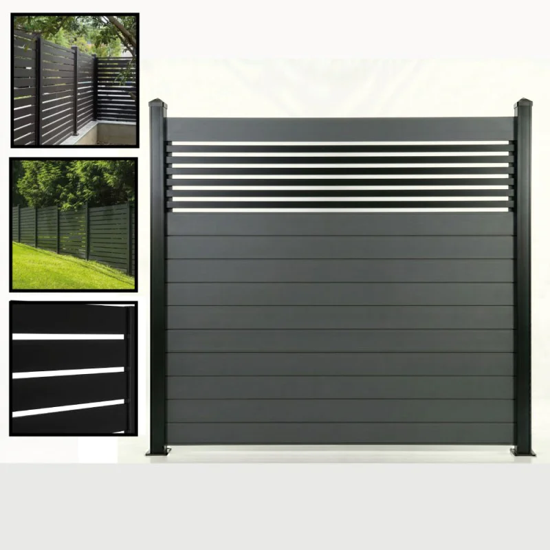 Aluminium Slatted Fencing Panels Black/Anthracite Grey Fence – 3ft, 4ft, 5ft, 6ft (900mm, 1200mm, 1500mm, 1800mm) Modern Garden Fencing UK c/w 50mm/100mm Fencing Slats (25mm Spacers/Gaps)
