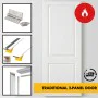 Traditional 2-Panel FD30 Fire Rated Internal Door Set – 30 Minute Fire Doors – White Primed Timber Doors – 762mm/840mm x 1980mm x 44mm - c/w Optional MDF Door Frame Liner + Intumescent Strips