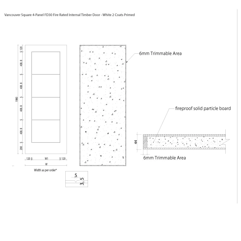 FD30 Fire Rated Internal Door Set – 30 Minute Fire Doors – White Primed Timber Doors – Blank, Cottage (Suffolk) / Traditional Panelled / Vancouver 4-Panel - 762mm/840mm x 1980mm x 44mm - c/w Optional MDF Door Frame Liner + Intumescent Strips FD30 Fire Rated Internal Door Set – 30 Minute Fire Doors – White Primed Timber Doors – Blank, Cottage (Suffolk) / Traditional Panelled / Vancouver 4-Panel - 762mm/840mm x 1980mm x 44mm - c/w Optional MDF Door Frame Liner + Intumescent Strips