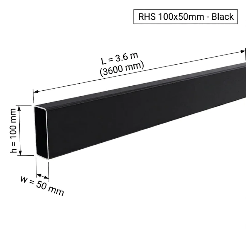 50mm x 100mm Aluminium Joists for Composite Decking - 3.6m Length Composite Decking Sub Base Joist Support Frame - Black 50mm x 100mm Aluminium Joists for Composite Decking - 3.6m Length Composite Decking Sub Base Joist Support Frame - Black