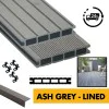 Composite Decking Board - Dark Graphite Grey/Black Wood Grain Pattern / Effect - 3m WPC Plastic Decking PVC Decking Decking Hollow Garden Exterior Decking Boards
