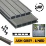 Composite Decking Board - Ash Grey Lined Grooved - 3m WPC Plastic Decking PVC Decking Decking Hollow Garden Exterior Decking Boards