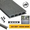 Composite Decking Board - Dark Graphite Grey / Black Lined Grooved - 3m WPC Plastic Decking PVC Decking Decking Hollow Garden Exterior Decking Boards