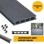 Composite Decking Board - Anthracite Grey Wood Grain Pattern / Effect - 3m WPC Plastic Decking PVC Decking Decking Hollow Garden Exterior Decking Boards
