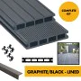 Composite Decking Board - Dark Graphite Grey / Black Lined Grooved - 3m WPC Plastic Decking PVC Decking Decking Hollow Garden Exterior Decking Boards