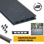 Composite Decking Board - Dark Graphite Grey/Black Wood Grain Pattern / Effect - 3m WPC Plastic Decking PVC Decking Decking Hollow Garden Exterior Decking Boards
