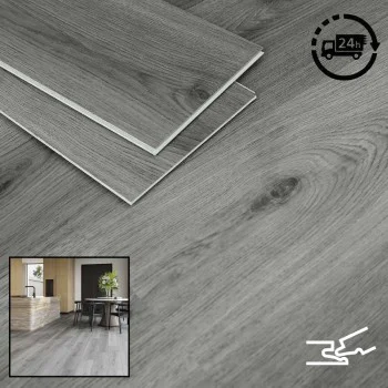 SPC Herringbone Click Flooring (Natural Oak) 5mm + 1mm Underlay Layer  Sold per Sq M - Vinyl Tile - Rigid Core Stone Polymer Composite Waterproof Click Tonge & Groove Luxury Vinyl Tile Flooring Oak