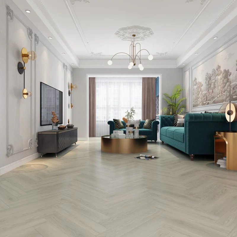 **SAMPLE ONLY** SPC Herringbone Click Flooring (Natural Oak) 5mm + 1mm Underlay Layer - Vinyl Tile - Rigid Core Stone Polymer Composite Waterproof Click Tonge & Groove Luxury Vinyl Tile Flooring Oak