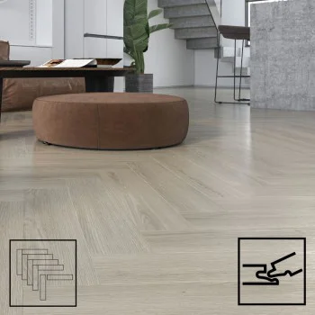 **SAMPLE ONLY** SPC Herringbone Click Flooring (Natural Oak) 5mm + 1mm Underlay Layer - Vinyl Tile - Rigid Core Stone Polymer Composite Waterproof Click Tonge & Groove Luxury Vinyl Tile Flooring Oak