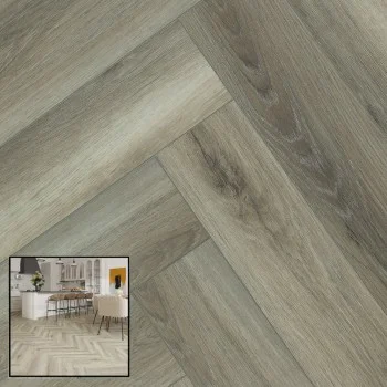 **SAMPLE ONLY** SPC Herringbone Click Flooring (Natural Oak) 5mm + 1mm Underlay Layer - Vinyl Tile - Rigid Core Stone Polymer Composite Waterproof Click Tonge & Groove Luxury Vinyl Tile Flooring Oak