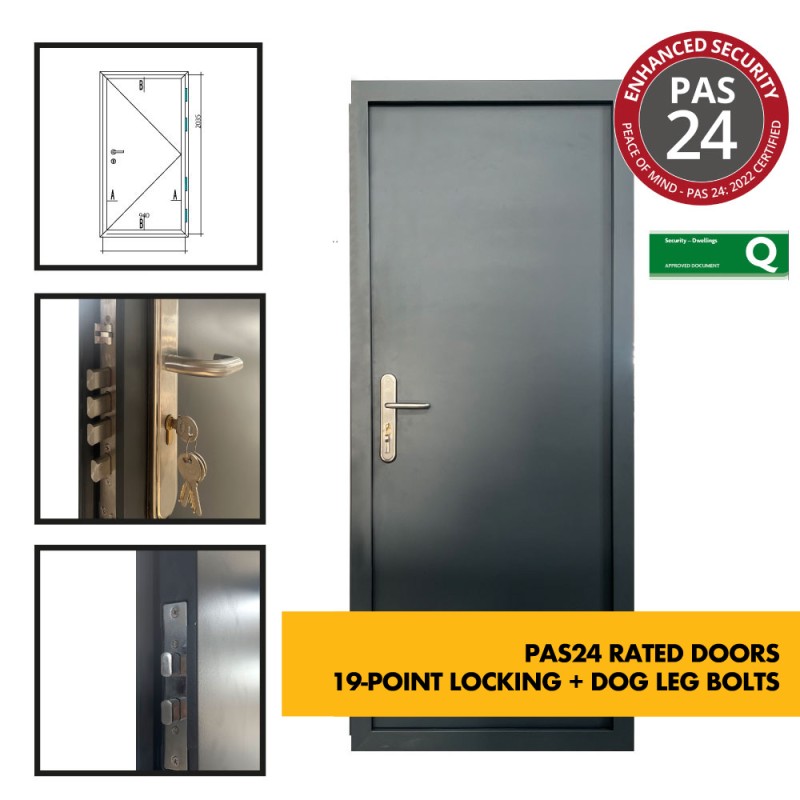 **CLEARANCE** PAS 24 Steel Door - 19-Point/Multi Point Locking -Ultra Heavy Duty External  Industrial Grade Exterior Outdoor Security Door