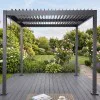 Aluminium Pergola 3m x 3m - Anthracite Grey RAL 7016 with Adjustable Louvred Roof - Aluminium Patio Garden Screen Canopy (2.5m High) Aluminium Pergola 3m x 3m - Anthracite Grey RAL 7016 with Adjustable Louvred Roof - Aluminium Patio Garden Screen Canopy (2.5m High)