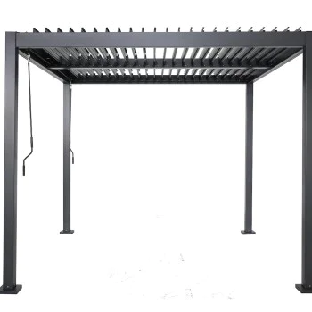 Aluminium Pergola 3m x 3m - Anthracite Grey RAL 7016 with Adjustable Louvred Roof - Aluminium Patio Garden Screen Canopy (2.5m High)