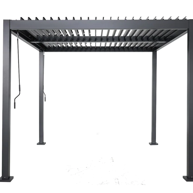Aluminium Pergola 3m x 3m - Anthracite Grey RAL 7016 with Adjustable Louvred Roof - Aluminium Patio Garden Screen Canopy (2.5m High) Aluminium Pergola 3m x 3m - Anthracite Grey RAL 7016 with Adjustable Louvred Roof - Aluminium Patio Garden Screen Canopy (2.5m High)