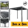 Aluminium Pergola 3m x 3m - Anthracite Grey RAL 7016 with Adjustable Louvred Roof - Aluminium Patio Garden Screen Canopy (2.5m High)