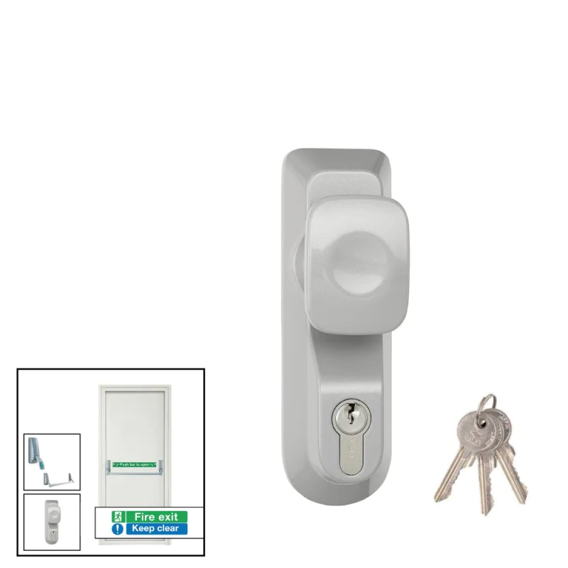 Briton 1413 Outside Key Access Device Knob Handle for Fire Exit Push Pad/Bar - Reversible for LH/RH Doors  - Allegion Briton 1413.LE.SE