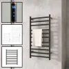 Electric Towel Rail Warmer Bathroom Radiator with Thermostat & Timer - Wall Mounted c/w Touchscreen Control Panel + Timer Chrome / Matt Black 80W - 200W Electric Towel Rail Warmer Bathroom Radiator with Thermostat & Timer - Wall Mounted c/w Touchscreen Control Panel + Timer Chrome / Matt Black 80W - 200W