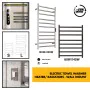 Electric Towel Rail Warmer Bathroom Radiator with Thermostat & Timer - Wall Mounted c/w Touchscreen Control Panel + Timer Chrome / Matt Black 80W - 200W
