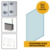 Toughened/Tempered 12mm Glass for Frameless Glass Aluminium Balustrade (0.36/0.74kN) - 1080mm h (for 1100mm FFL) - Various Widths 300mm / 600mm / 990mm