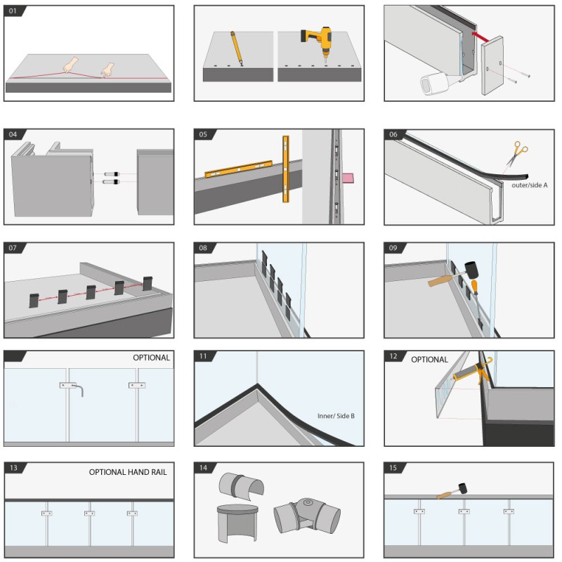 Frameless Glass Balustrade End Cap - Silver