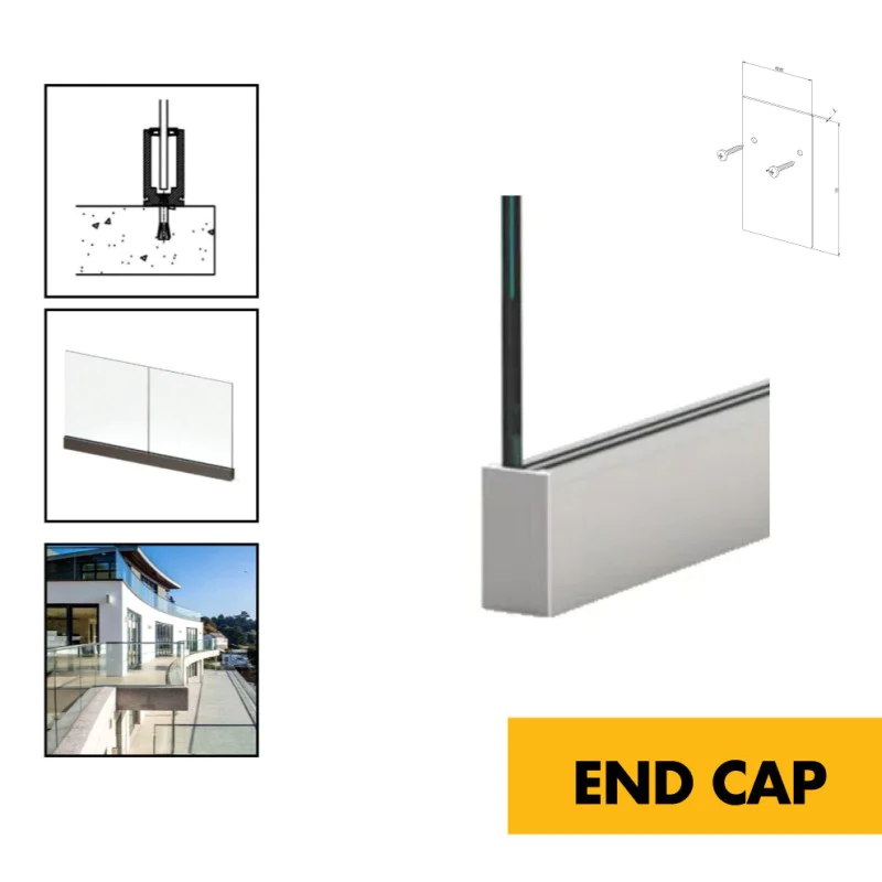 Frameless Aluminium Glass Balustrade 90˚ Corner Piece - 150mm x 150mm