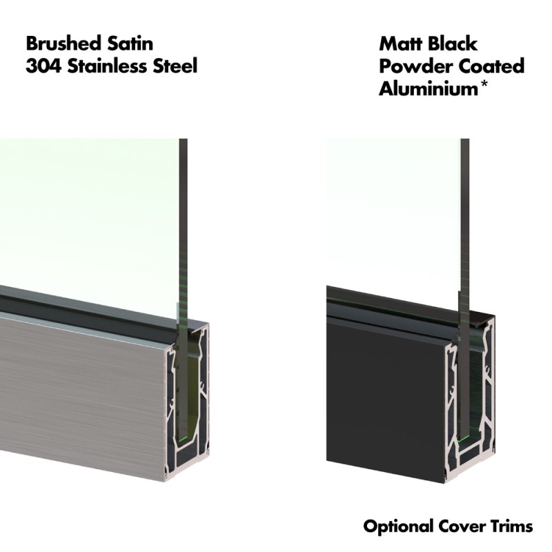 Frameless Glass Balustrade - Aluminium Channel / Extrusion - Sold Per M for Toughened Glass 0.36kN / 0.74kN / 1.5kN 3m Lengths - 1100mm High (Tested to BS6180:2011) Price per M / Sold in 3m Lengths