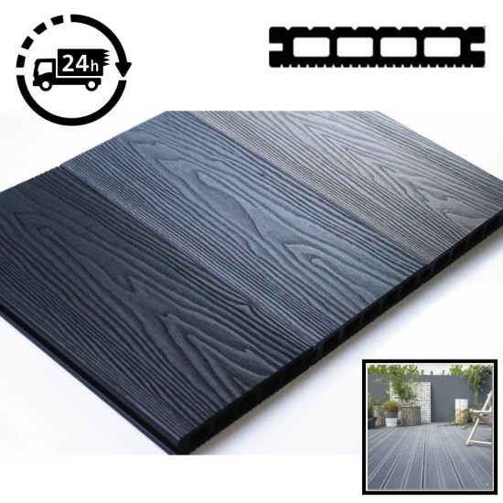Composite Decking Board Premium Wood Grain / Grooved - Plastic Decking PVC Decking WPC Decking - Black / Grey / Brown / Anthracite - Price Per / Square M (1 sq m)