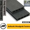 Composite Decking Board  Premium (Authentic Woodgrain Texture) - Anthracite Grey / Black  Wood Grain Effect 3m - Plastic Decking PVC Decking WPC Decking Hollow Garden Exterior Decking Boards