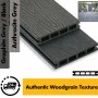 Composite Decking Board  Premium (Authentic Woodgrain Texture) - Anthracite Grey / Black  Wood Grain Effect 3m - Plastic Decking PVC Decking WPC Decking Hollow Garden Exterior Decking Boards